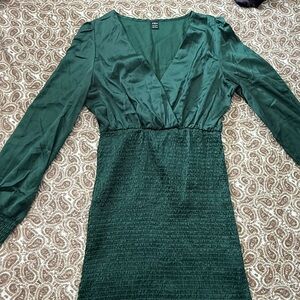 SHEIN Deep Green Long Sleeve Dress